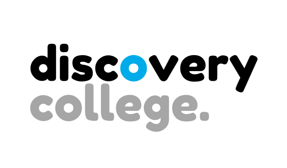 a white background with the words discovery college